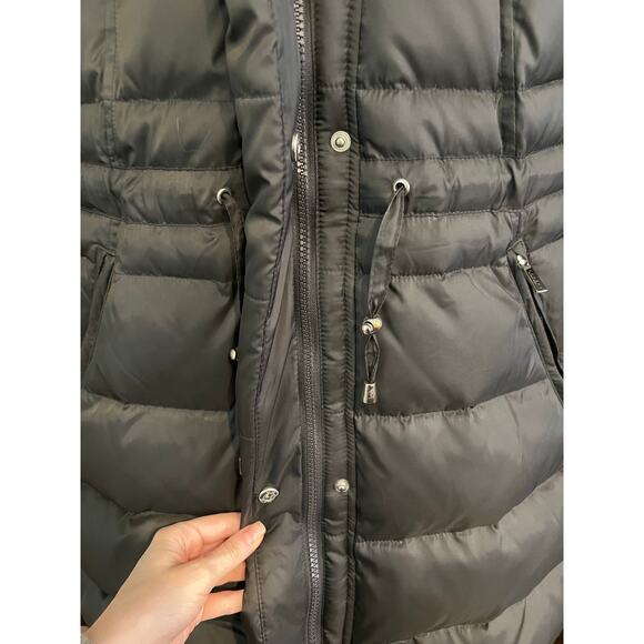 Laundry by Shelli Segal Puffer Coat Jacket w/ Fur Hood & Pockets Gray Small - Picture 4 of 5